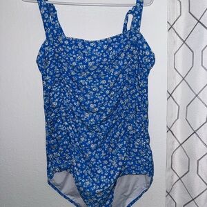 Blue Floral One-Piece Swimsuit